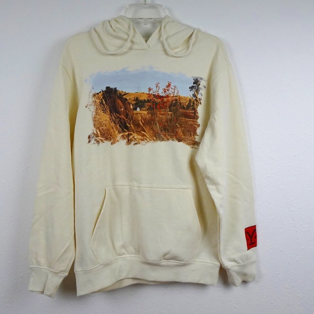 Yellowstone Hoodie Sweatshirt Women's Size S Ivory Dutton Ranch Horse Western